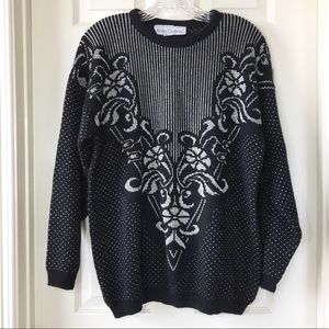 Kate Collins | 80s Vintage Glittery Floral Sweater